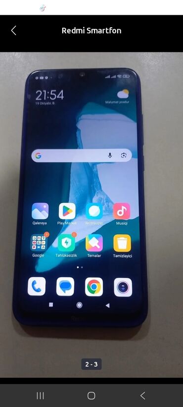 notebook ucuz qiymete: Redmi 8, 64 ГБ, цвет - Голубой, Отпечаток пальца