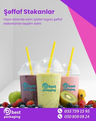 qab qaçaq: 🥤 PET Plastik Kokteyl Stəkanları Həcm: 300 / 400 / 500 ml Qiymət: 0.19