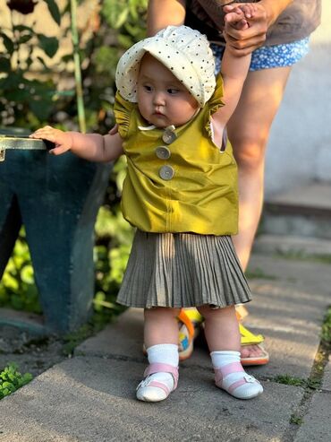кыргыз платья: Балдар көйнөгү, түсү - Саргыч боз, Жаңы
