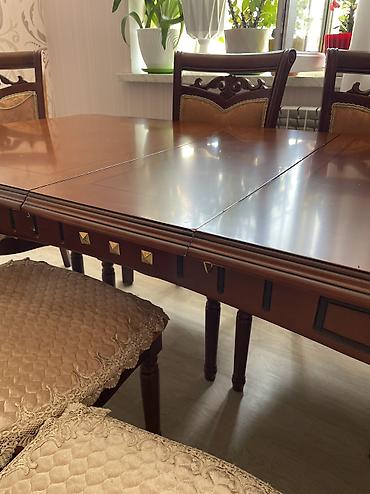 stol stul işlenmiş: Qonaq otağı üçün, İşlənmiş, Açılan, Kvadrat masa, 6 stul — 2