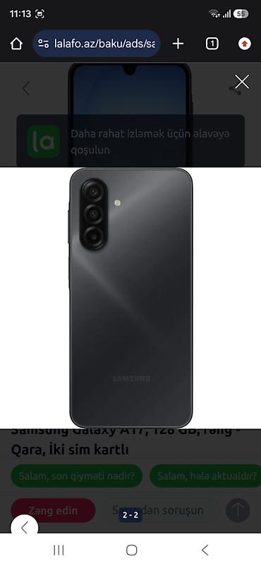 iphone 12 mavi: Samsung Galaxy A17, 128 GB, rəng - Qara, Barmaq izi, Face ID — 1