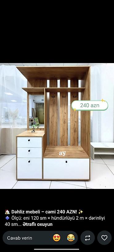 Dəhliz mebeli – 240 AZN Ölçü: eni 120 sm × hündürlüyü 200 sm ×