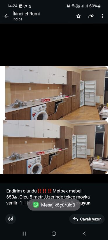 Qonaq otağı dəstləri: Endirim olundu‼️‼️‼️Metbex mebeli 650₼ .Olcu 8 metr .Uzerinde tekce