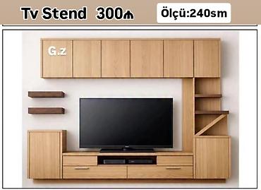 televizor alti mebel: Tv stend – 240 sm ölçü. Material: ağac teksturalı laminat/MDFlam — 1