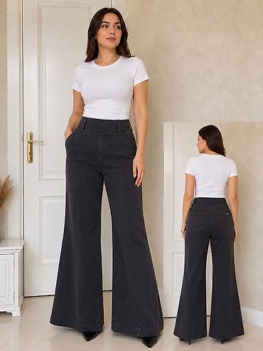 cins walvar: Qadınlar üçün geniş kəsimli şalvar - Model: yüksək belli, geniş — 1