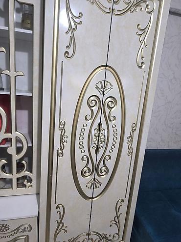 Стенки-шкафы: Классическая гостиная стенка с витриной и шкафами - Цвет: слоновая — 2