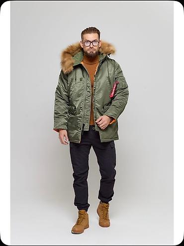 Мужская парка Alpha Industries с меховым капюшоном. - Цвет: чёрный с