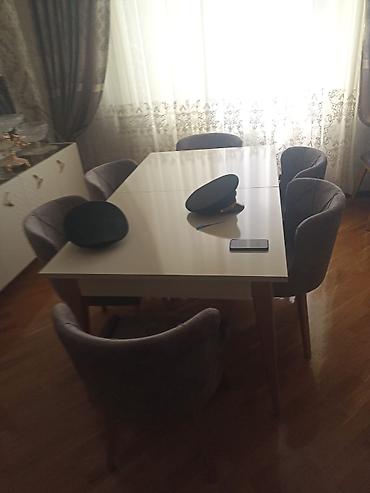 kunc ref: Yemək otağı və qonaq otağı mebel dəsti - Yemək masası: Parlaq ağ — 2