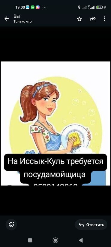 ручная работа на дому: На Иссык-Куль требуются посудамойщица