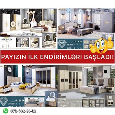 salon dest mebelleri: İkinəfərlik çarpayı, Dolab, Komod, Termo, Türkiyə, Yeni