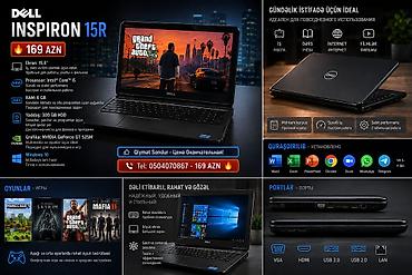 🔥 DELL Inspiron 💻 Ekran: 15.6" — iş, dərs və film izləmək üçün rahat