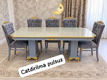Masa dəsti satılır – 6 stul ilə. - Masa ölçüsü: 2.20 m - Rəng və