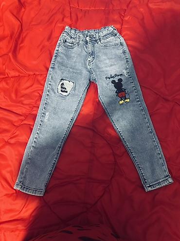 Детская одежда и обувь: Uşaq geyim dəsti - Cins şalvar: açıq mavi yuyulmuş denim, elastik — 3