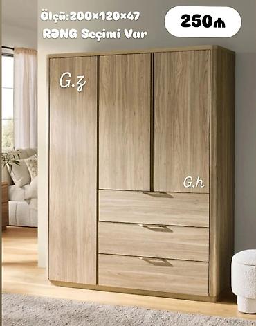 sabalid agaci: Üç qapılı geyim dolabı - Ölçü: 200 × 120 × 47 sm (şəkildə göstərilib) — 1