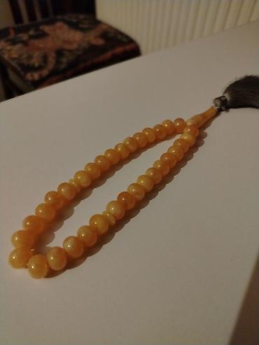 bujuteryalar: Sarı tonlarda klassik təsbeh - Material: parlaq, krem-sarı rəngli — 1