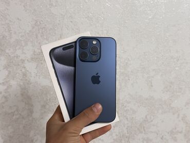 Apple iPhone: IPhone 15 Pro, Б/у, 128 ГБ, Blue Titanium, Зарядное устройство, Защитное стекло, Чехол, 88 %