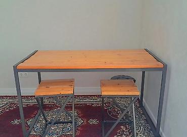 table study: Стол в индустриальном стиле с 4 табуретами - Столешница из — 2
