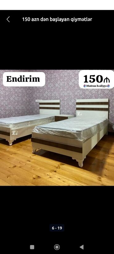 Çarpayılar: Yeni, Təknəfərlik çarpayı, Bazasız, Matras ilə, Siyirməsiz — 14