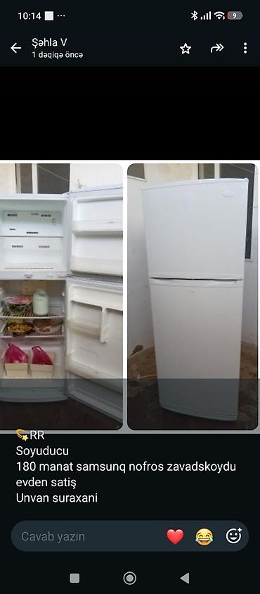 İşlənmiş 2 qapılı Samsung Soyuducu Satılır, rəng - Ağ
