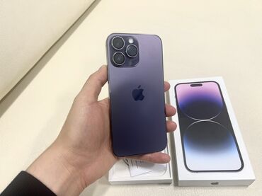 Apple iPhone: IPhone 14 Pro Max, Б/у, 256 ГБ, Deep Purple, Защитное стекло, Кабель, Коробка, 88 %