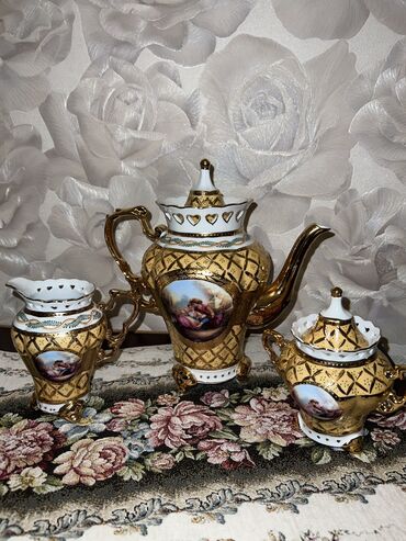 sarlarla dekorasiya: Çay dəsti, rəng - Sarı, 6 nəfərlik