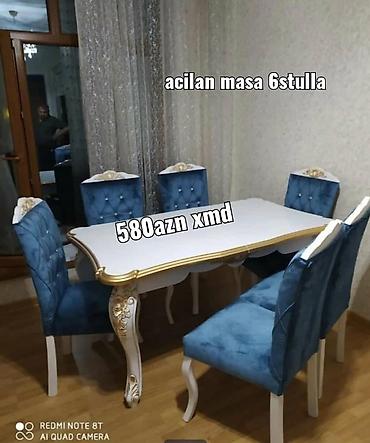 Ev və bağ: Qonaq otağı üçün, Yeni, Açılmayan, Dördbucaq masa, 6 stul — 2