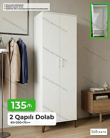 casio sumqayit: 2 qapılı dolab – 45×200×70 sm - Material: 18 mm laminat - Rəng — 1