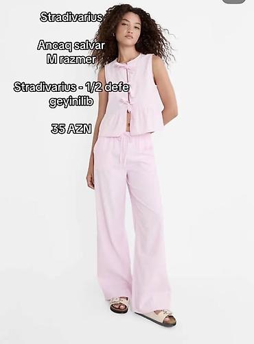 Qadın geyimləri: Şalvar, Stradivarius, M, rəng - Çəhrayı — 1