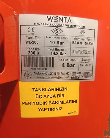 qaz çəni: WENTA membranlı qapalı genləşmə tankı – WE-200 - Tank tipi: WE-200 - — 1