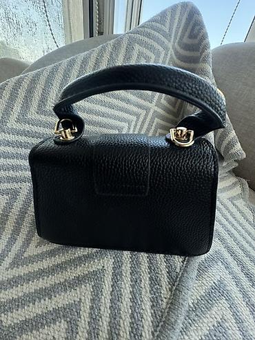 Çantalar: Qara mini dəri çanta - Material: teksturalı (qozalı) süni/dəri — 3