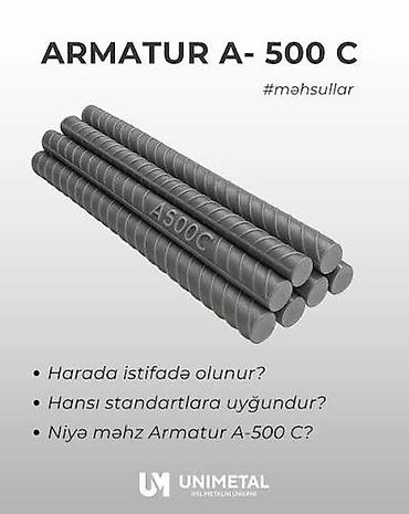 monolit: UNIMETAL Armatur A500C ---- Tonu 1190 Manat . - Beton-karkas — 2