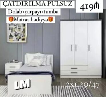 Masa və oturacaq dəstləri: Oğlan və qız üçün, Yeni, Təknəfərlik çarpayı, Yazı masası, Dolab