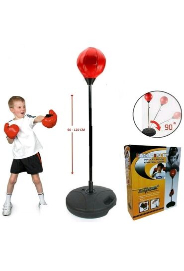 спортивные стойки: Детская боксерская груша на стойке с перчатками/ груша напольная для