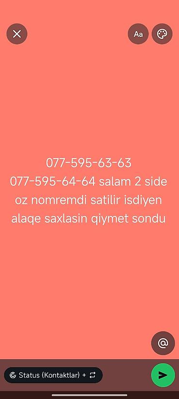 fire fire hesabları: VIP nömrələr satılır - Operator: 077 (Azerfon/Nar) - Nömrələr: • — 1