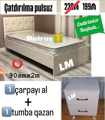 Masalar və oturacaqlar: Yeni, Təknəfərlik çarpayı, Matras ilə