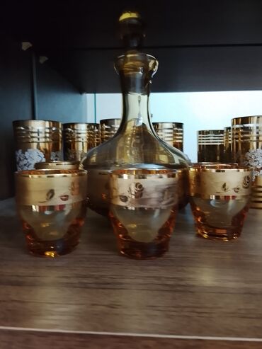 богемское стекло фужеры: Цвет - Золотой, Стекло, 2, 1 л