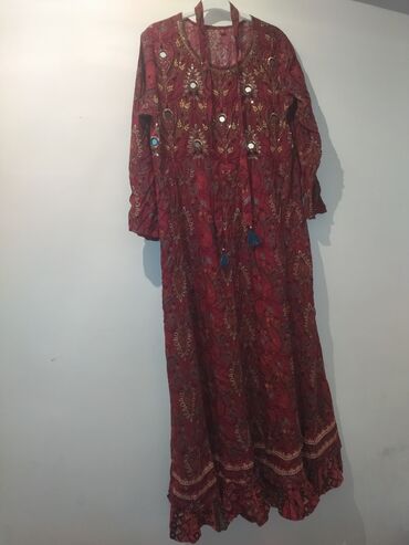 бордовое платье рубашка: Вечернее платье, Классическое, Длинная модель, Штапель, С рукавами, Стразы, 2XL (EU 44)
