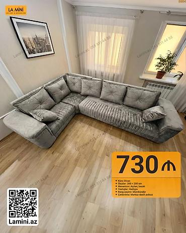 Künc divan – La Mini - Ölçülər: 300 x 200 sm - Mexanizm: Açılan