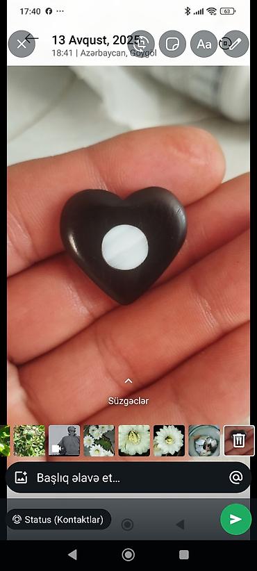 laqonda dasi: Qəlb formalı ebonitden ve sedefden ozum duzetmisem satiram — 1