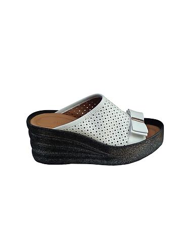 ayaqqabi 36: Qadın üçün platformalı tappetka (slip-on) - Rəng: ağ üstlük, qara — 1