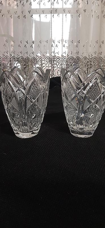 xrustal lustra: Kəpənək kəsimli naxışlı kristal qablar – 2 ədəd dəst - Material — 1
