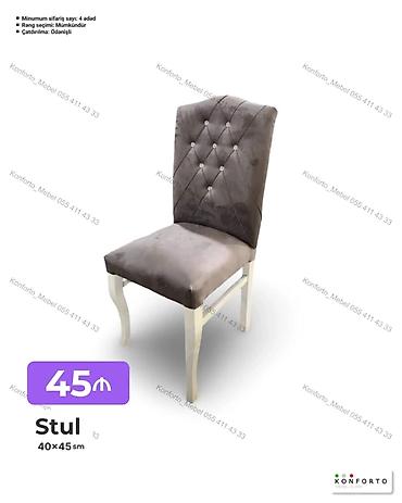 Stul – 40×45 sm - Yumşaq, məxməri/parça oturacaq və bel hissəsi - Bel lalafo.az -da Stul – 40×45 sm - Yumşaq, məxməri/parça oturacaq və bel hissəsi - Bel