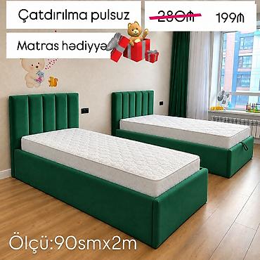 Uşaq/yeni yetmə otağı üçün müasir tək nəfərlik çarpayı - Ölçü: 90 sm
