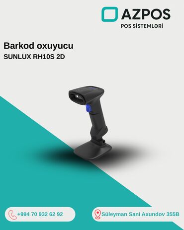 Kassa aparatları: Barkod Oxuyucu Barkod Scanner SUNLUX RH10S 2D – Qısa Xüsusiyyətlər 📸