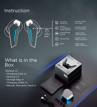 Qulaqcıqlar: GX07 True Wireless Gaming Earbuds with ANC Xüsusi tənzimlənmiş H+ səs — 9