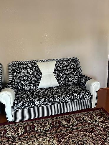 kilim mebel stol stul: Qonaq otağı mebel dəsti - Divan və 2 ədəd kreslo: Qara-ağ rəng — 2