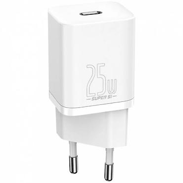 tab s10: Baseus Super Si Quick Charger 1C 25W USB-C Adapter Kabel ilə – Ağ — 1