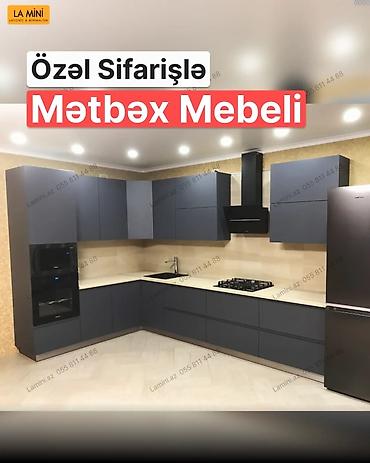 Ev və bağ: Özəl sifarişlə hazırlanan mətbəx mebeli - L formalı, müasir — 1
