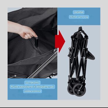 Baštenski alati i oprema: Praktična sklopiva baštenska kolica crne boje, idealna za prenošenje — 4