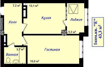 продаю новопавловка: 1 комната, 43 м², Элитка, 6 этаж, ПСО (под самоотделку) — 4